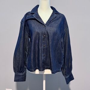 Madewell Button Down Puff Sleeve Denim Shirt XXS